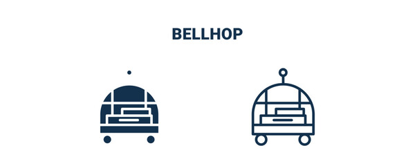 bellhop icon. Outline and filled bellhop icon from travel and trip collection. Line and glyph vector isolated on white background. Editable bellhop symbol.