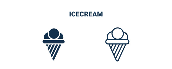 icecream icon. Outline and filled icecream icon from travel and trip collection. Line and glyph vector isolated on white background. Editable icecream symbol.