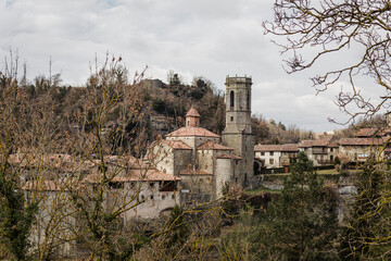 Landscape of a Spanish village of medieval origin, in the mountains