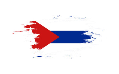 Creative hand-drawn brush stroke flag of CUBA country vector illustration