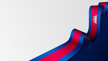 Cambodia ribbon flag background.