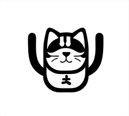 Maneki neko doll vector design silhouette japanese doll vector template inspiration icon