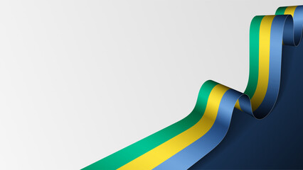 Gabon ribbon flag background.