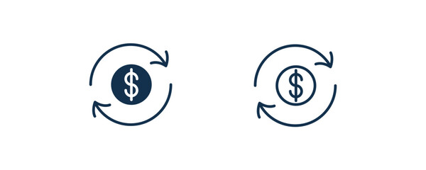 money convert icon.Outline and filled money convert icon from business collection. Line and glyph isolated on white background. Editable money convert symbol.