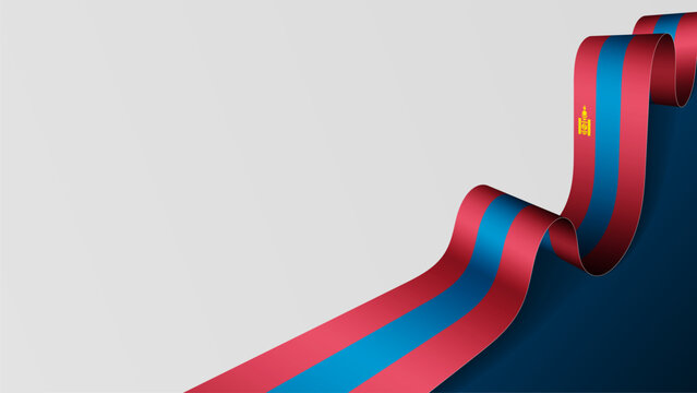 Mongolia ribbon flag background.