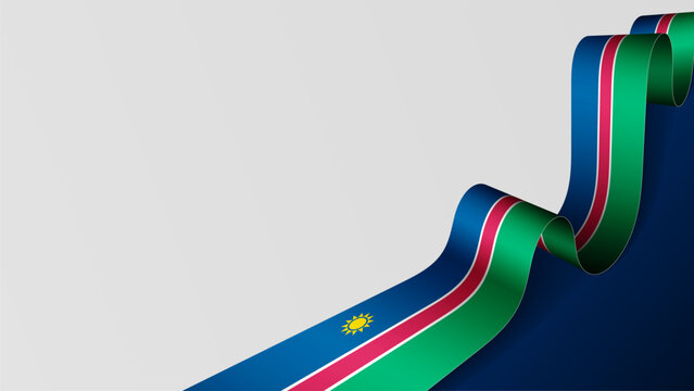 Namibia ribbon flag background.