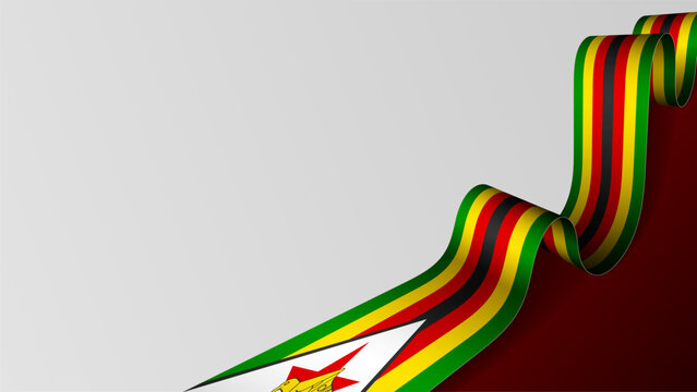 Zimbabwe ribbon flag background.