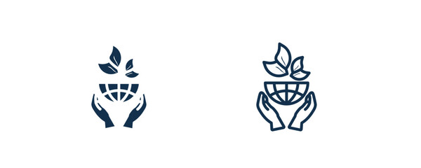 Fototapeta premium ecology icon. Outline and filled ecology, eco icon from ecology collection. Line and glyph vector isolated on white background. Editable ecology symbol.