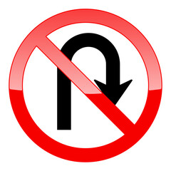 U-Turn Right and Left Traffic Road Icon, vector illustratio