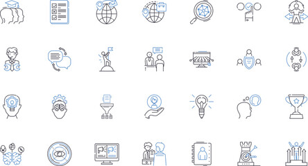 Partnership duty line icons collection. Trust, Loyalty, Collaboration, Responsibility, Commitment, Communication, Respect vector and linear illustration. Accountability,Hst,Dependable outline signs