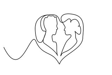 woman man couple in lovers love heart icon sign line art
