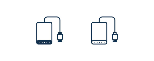 external hard drive icon. Outline and filled external hard drive icon from hardware and equipment collection. Line and glyph vector isolated on white background. Editable external hard drive symbol.