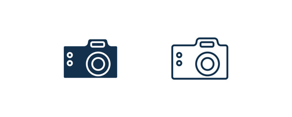 big camera icon. Outline and filled big camera icon from hardware and equipment collection. Line and glyph vector isolated on white background. Editable big camera symbol.