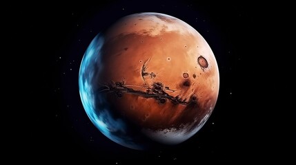 Fototapeta premium Great landing on the planet Mars and beautiful space background. Generative AI