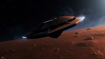 Obraz premium Great landing on the planet Mars and beautiful space background. Generative AI