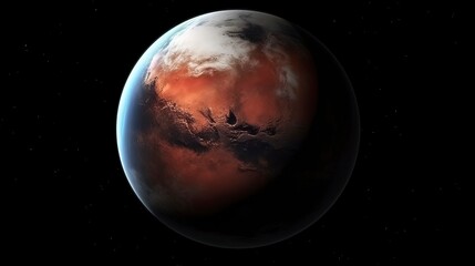 Great landing on the planet Mars and beautiful space background. Generative AI