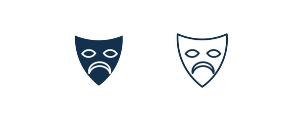 sad mask icon. Outline and filled sad mask icon from cinema and theater collection. Line and glyph vector isolated on white background. Editable sad mask symbol.