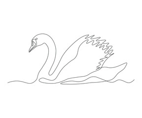 Naklejka na ściany i meble abstract swan Bird Continuous One Line Drawing