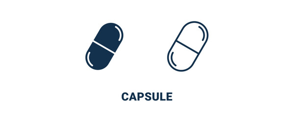 capsule icon. Outline and filled capsule icon from automation and high tech collection. Line and glyph vector isolated on white background. Editable capsule symbol.
