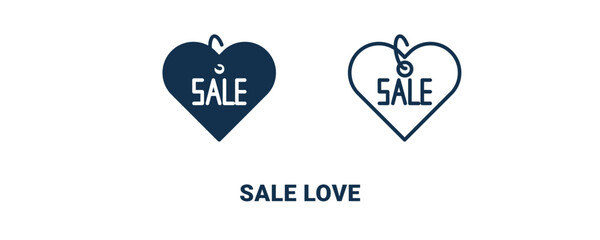 sale love icon. Outline and filled sale love icon from commerce and marketing collection. Line and glyph vector isolated on white background. Editable sale love symbol.
