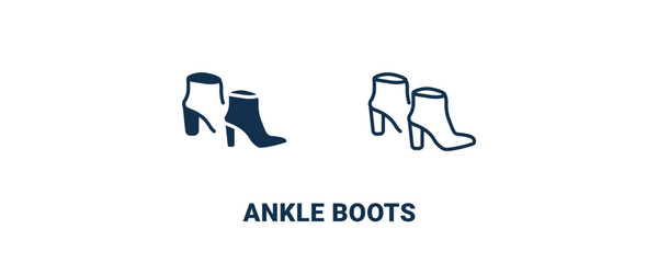 ankle boots icon. Outline and filled ankle boots icon from clothes and outfit collection. Line and glyph vector isolated on white background. Editable ankle boots symbol.