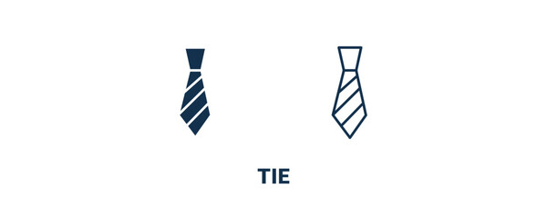 tie icon. Outline and filled tie icon from clothes and outfit collection. Line and glyph vector isolated on white background. Editable tie symbol.