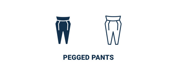 pegged pants icon. Outline and filled pegged pants icon from clothes and outfit collection. Line and glyph vector isolated on white background. Editable pegged pants symbol.