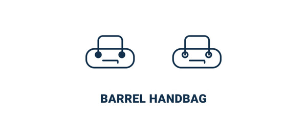 barrel handbag icon. Outline and filled barrel handbag icon from clothes and outfit collection. Line and glyph vector isolated on white background. Editable barrel handbag symbol.