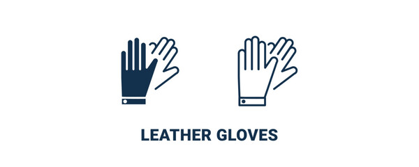 Fototapeta premium leather gloves icon. Outline and filled leather gloves icon from clothes and outfit collection. Line and glyph vector isolated on white background. Editable leather gloves symbol.
