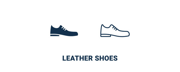 leather shoes icon. Outline and filled leather shoes icon from clothes and outfit collection. Line and glyph vector isolated on white background. Editable leather shoes symbol.