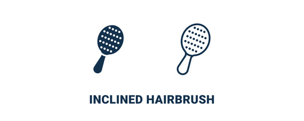 inclined hairbrush icon. Outline and filled inclined hairbrush icon from beauty and elegance collection. Line and glyph vector isolated on white background. Editable inclined hairbrush symbol.