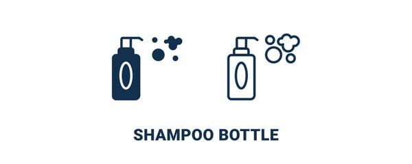 Fototapeta premium shampoo bottle icon. Outline and filled shampoo bottle icon from beauty and elegance collection. Line and glyph vector isolated on white background. Editable shampoo bottle symbol.