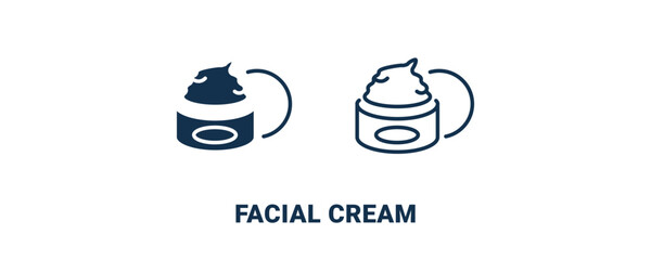 facial cream icon. Outline and filled facial cream icon from beauty and elegance collection. Line and glyph vector isolated on white background. Editable facial cream symbol.