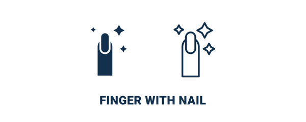 finger with nail icon. Outline and filled finger with nail icon from beauty and elegance collection. Line and glyph vector isolated on white background. Editable finger with nail symbol.