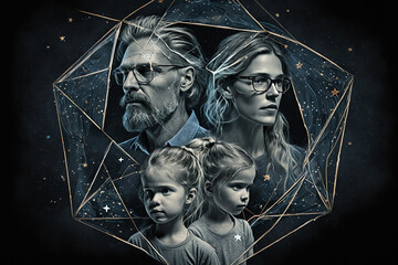 Constellation familiale, schéma familiale,  IA générative, Générative, IA 