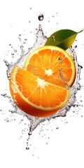 Fototapeta na wymiar Fresh orange in water splash, isolated on white background. generative AI