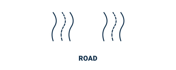 road icon. Outline and filled road icon from ai and future technology collection. Line and glyph vector isolated on white background. Editable road symbol.