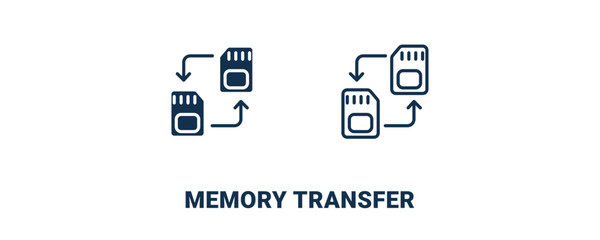 memory transfer icon. Outline and filled memory transfer icon from ai and future technology collection. Line and glyph vector isolated on white background. Editable memory transfer symbol.