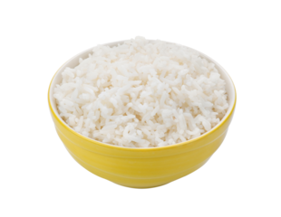 rice in yellow bowl on transparent png