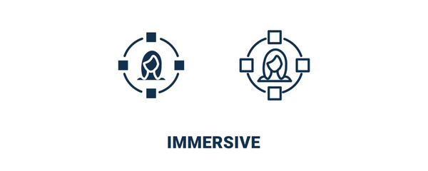 immersive icon. Outline and filled immersive icon from ai and future technology collection. Line and glyph vector isolated on white background. Editable immersive symbol.