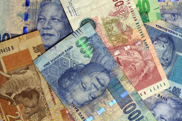 Close-up of South African currencies rand