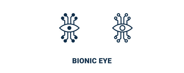 bionic eye icon. Outline and filled bionic eye icon from ai and future technology collection. Line and glyph vector isolated on white background. Editable bionic eye symbol.