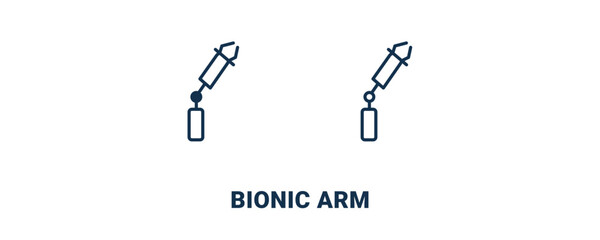 bionic arm icon. Outline and filled bionic arm icon from ai and future technology collection. Line and glyph vector isolated on white background. Editable bionic arm symbol.