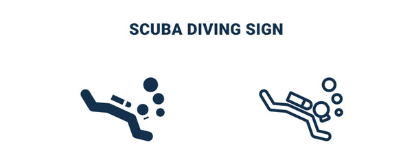 scuba diving sign icon. Outline and filled scuba diving sign icon from sport and games collection. Line and glyph vector isolated on white background. Editable scuba diving sign symbol.