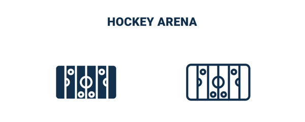 hockey arena icon. Outline and filled hockey arena icon from sport and games collection. Line and glyph vector isolated on white background. Editable hockey arena symbol.