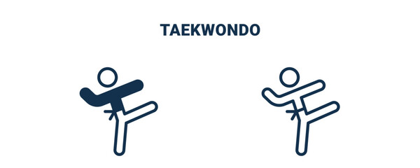 taekwondo icon. Outline and filled taekwondo icon from sport and games collection. Line and glyph vector isolated on white background. Editable taekwondo symbol.