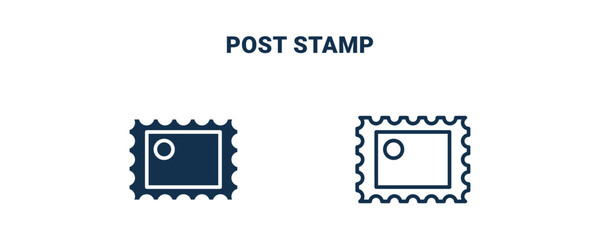 Fototapeta na wymiar post stamp icon. Outline and filled post stamp icon from social media marketing collection. Line and glyph vector isolated on white background. Editable post stamp symbol.