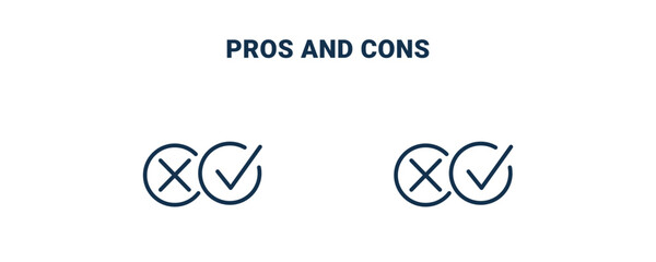 pros and cons icon. Outline and filled pros and cons icon from social media marketing collection. Line and glyph vector isolated on white background. Editable pros and cons symbol.