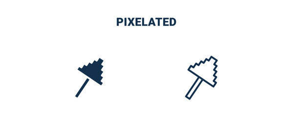 pixelated icon. Outline and filled pixelated icon from social media marketing collection. Line and glyph vector isolated on white background. Editable pixelated symbol.