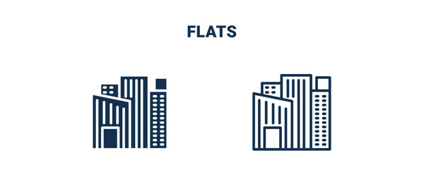 flats icon. Outline and filled flats icon from social media marketing collection. Line and glyph vector isolated on white background. Editable flats symbol.